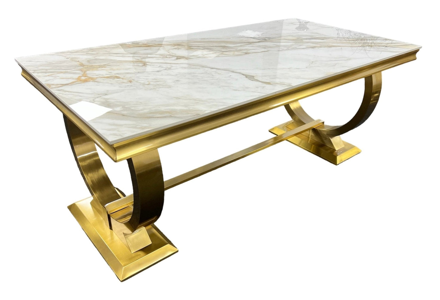 Arianna/Chelsea Gold 180cm Marble/Glass Or Ceramic Dining Table (All Colours) - MyForeverFurnishings