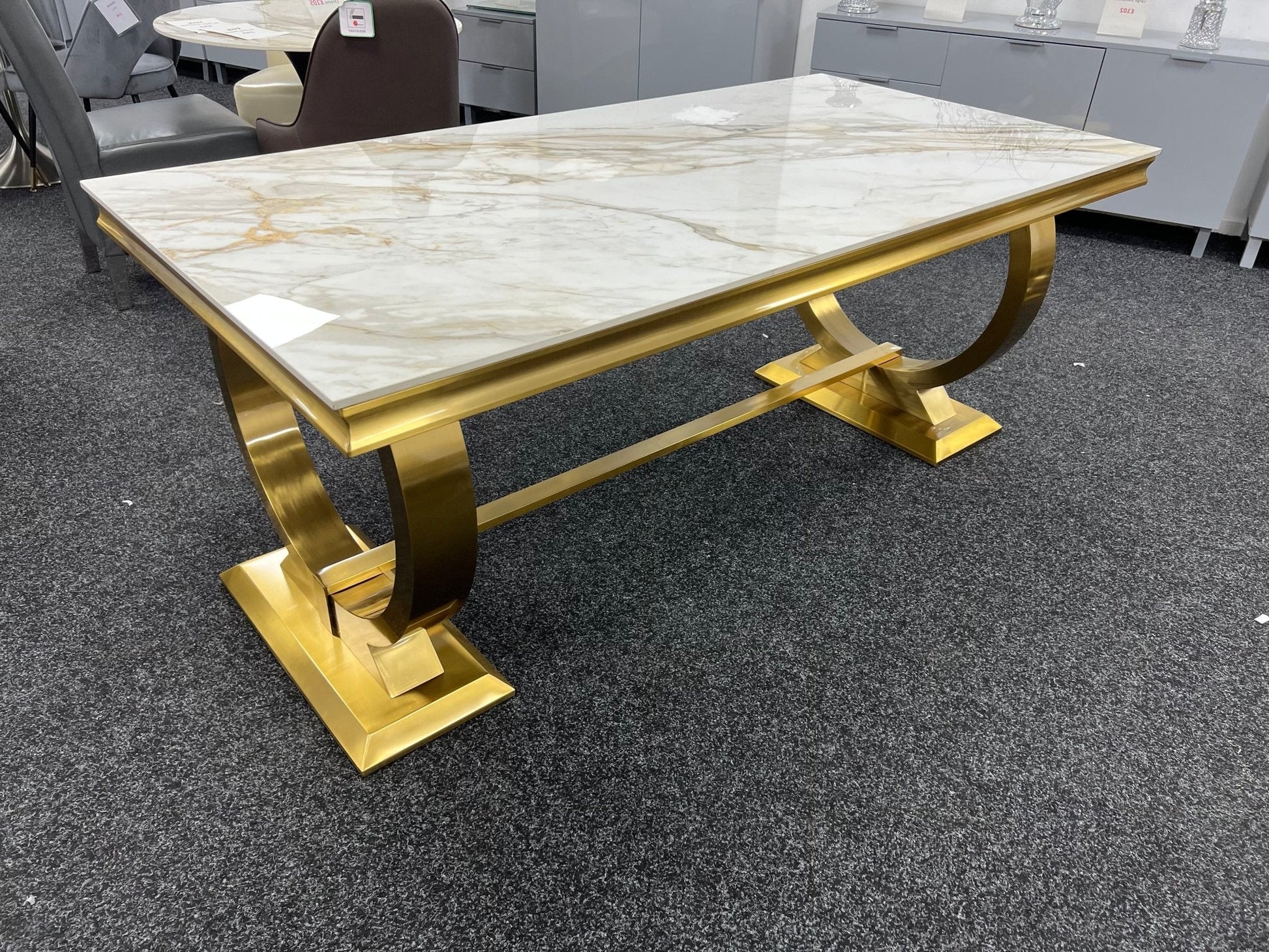 Arianna/Chelsea Gold 180cm Marble/Glass Or Ceramic Dining Table (All Colours) - MyForeverFurnishings