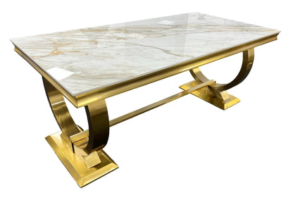 Arianna/Chelsea Gold 200cm Marble Dining Table (All Colours) - MyForeverFurnishings