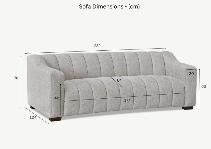 Astoria 3 Seater Sofa in Iron Boucle Fabric - MyForeverFurnishings