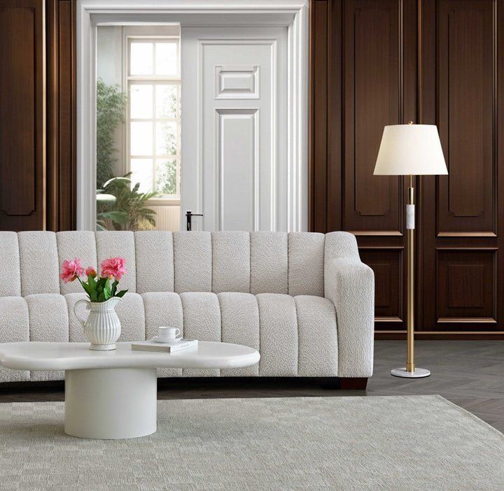 Astoria 3 Seater Sofa in Oatmeal Boucle Fabric - MyForeverFurnishings