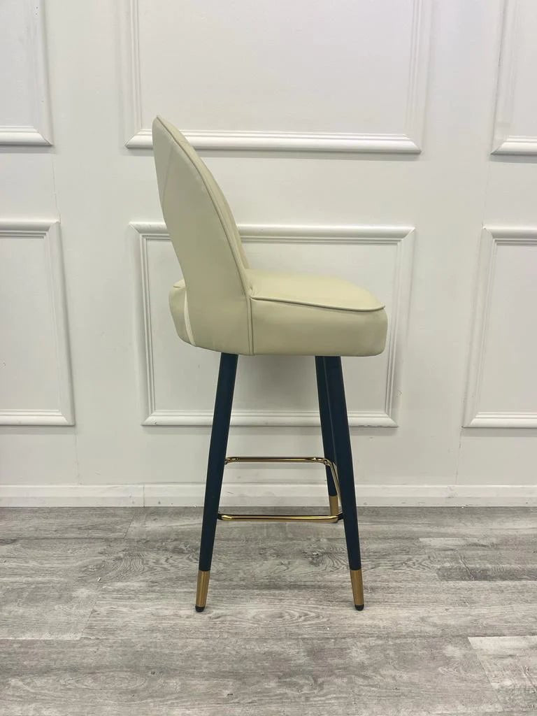 Astra Beige Leather Bar Stool - MyForeverFurnishings