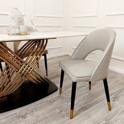 Astra Beige Leather Dining Chair - MyForeverFurnishings