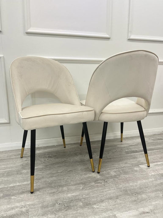 Astra Beige Velvet Dining Chair - MyForeverFurnishings