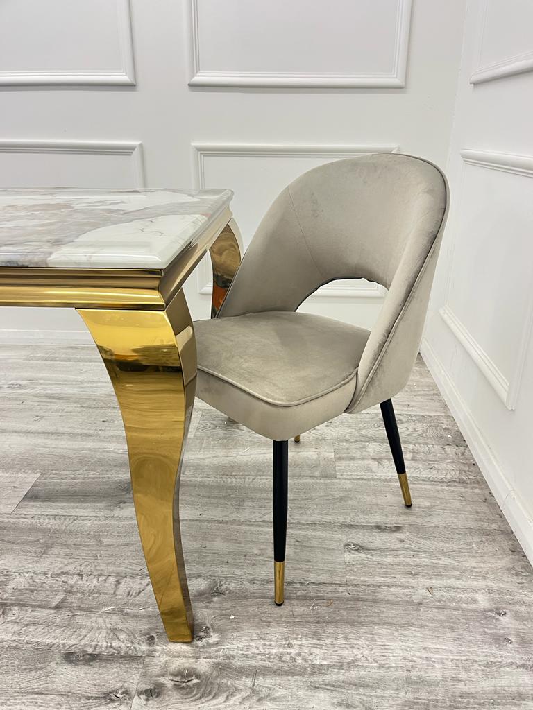 Astra Champagne Velvet Dining Chair - MyForeverFurnishings