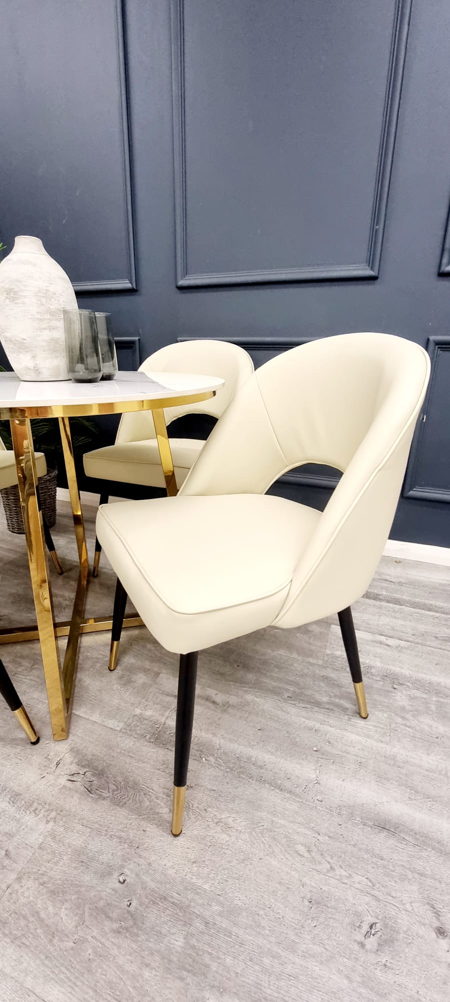 Astra Cream Leather Dining Chair - MyForeverFurnishings