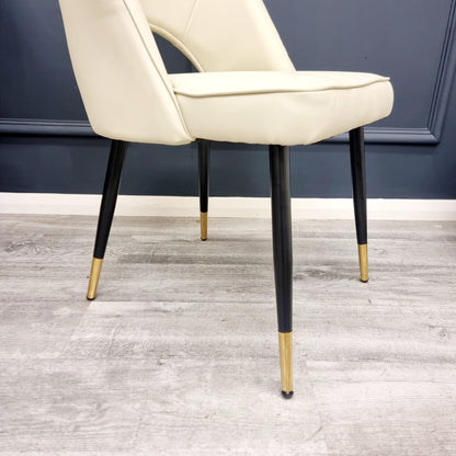 Astra Cream Leather Dining Chair - MyForeverFurnishings