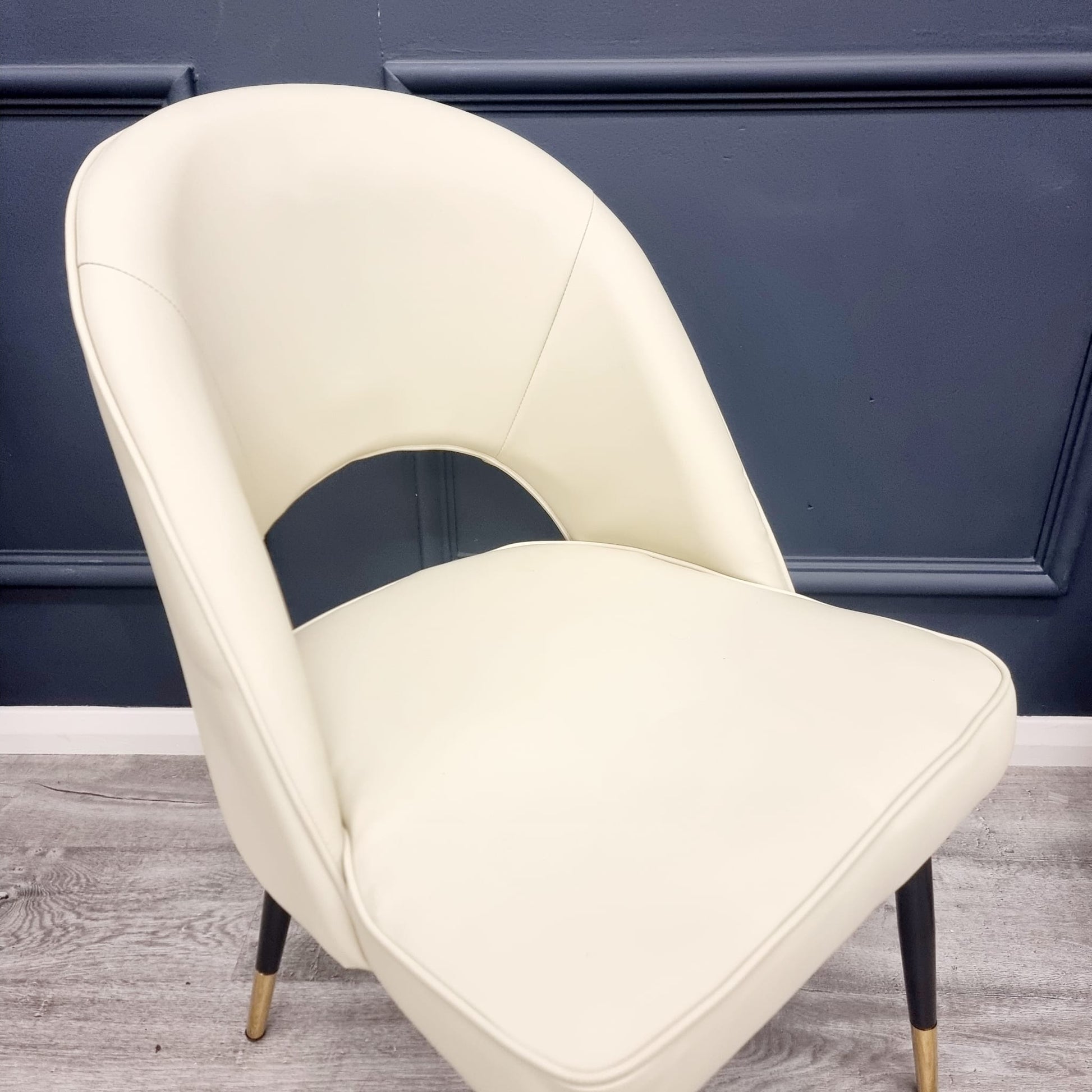 Astra Cream Leather Dining Chair - MyForeverFurnishings