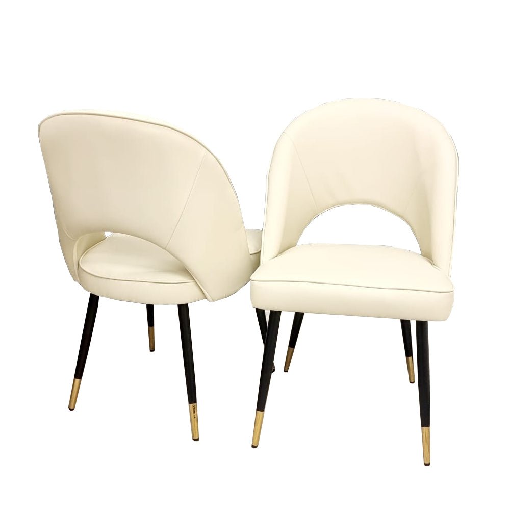 Astra Cream Leather Dining Chair - MyForeverFurnishings