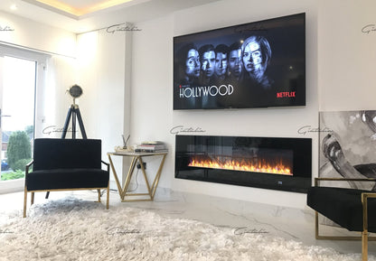 Aurora Black 50 Inch Insert Electric Fire Colour LED Glass Wall Mounted Inset - MyForeverFurnishings