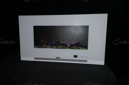 Aurora White 72 Inch Insert Electric Fire Colour LED Glass Wall Mounted Inset