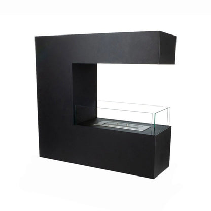 Topeka Black - 3-Sided Bio Fireplace in Steel - My Forever Furnishings