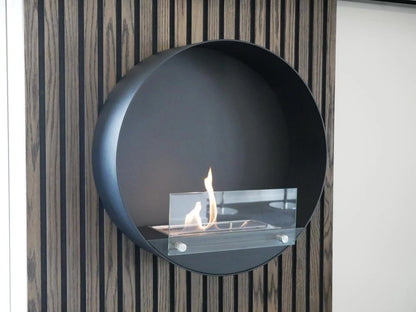 Delaware Black - Round Wall Mounted Biofireplace