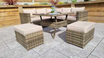 Georgia Corner Rattan Dining Set Mixed Brown