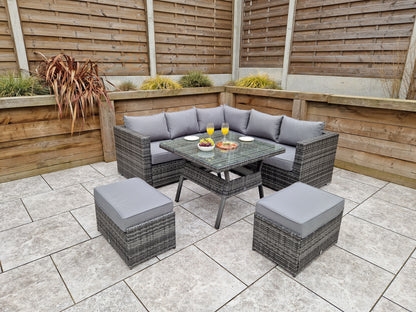 Georgia Corner Rattan Dining Set Grey