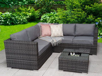 Georgia Corner Rattan Sofa with Ice Bucket Grey