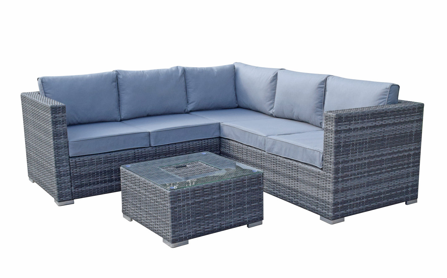 Georgia Corner Rattan Sofa with Ice Bucket Grey