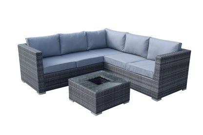 Georgia Corner Rattan Sofa with Ice Bucket Grey