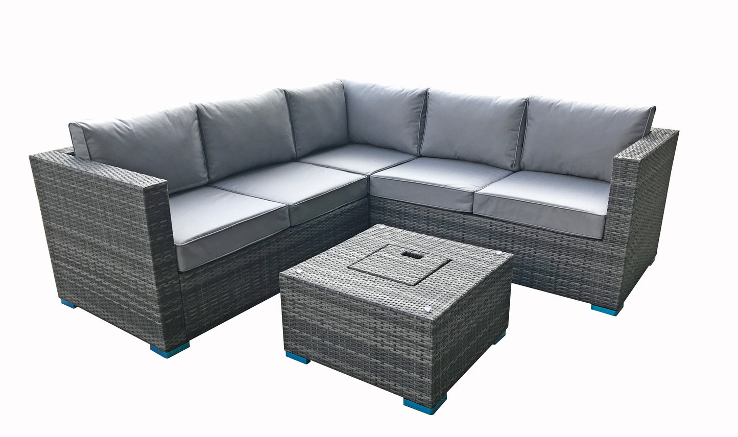 Georgia Corner Rattan Sofa with Ice Bucket Grey