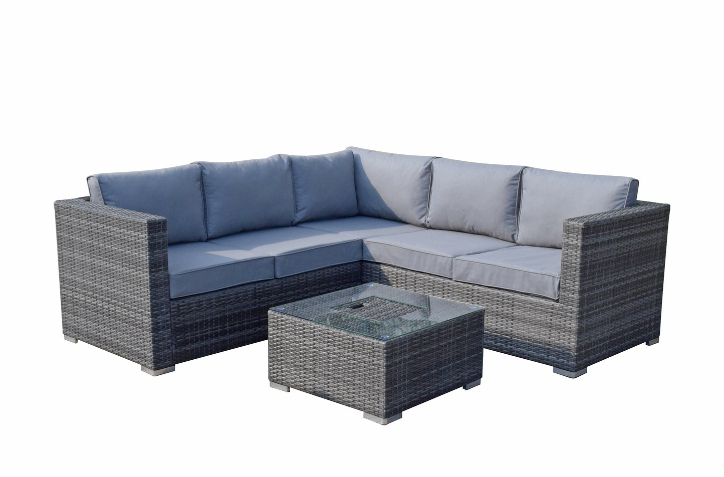 Georgia Corner Rattan Sofa with Ice Bucket Grey