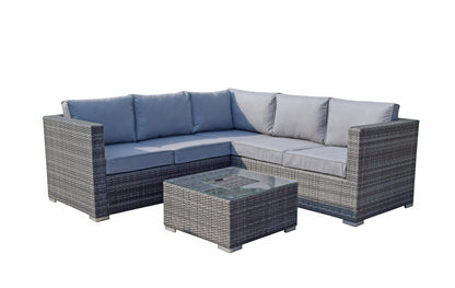 Georgia Corner Rattan Sofa with Ice Bucket Grey