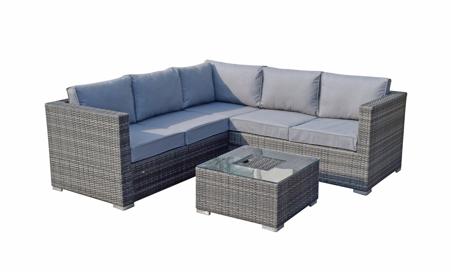 Georgia Corner Rattan Sofa with Ice Bucket Grey