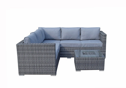 Georgia Corner Rattan Sofa with Ice Bucket Grey