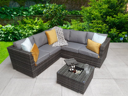 Georgia Corner Rattan Sofa with Ice Bucket Grey