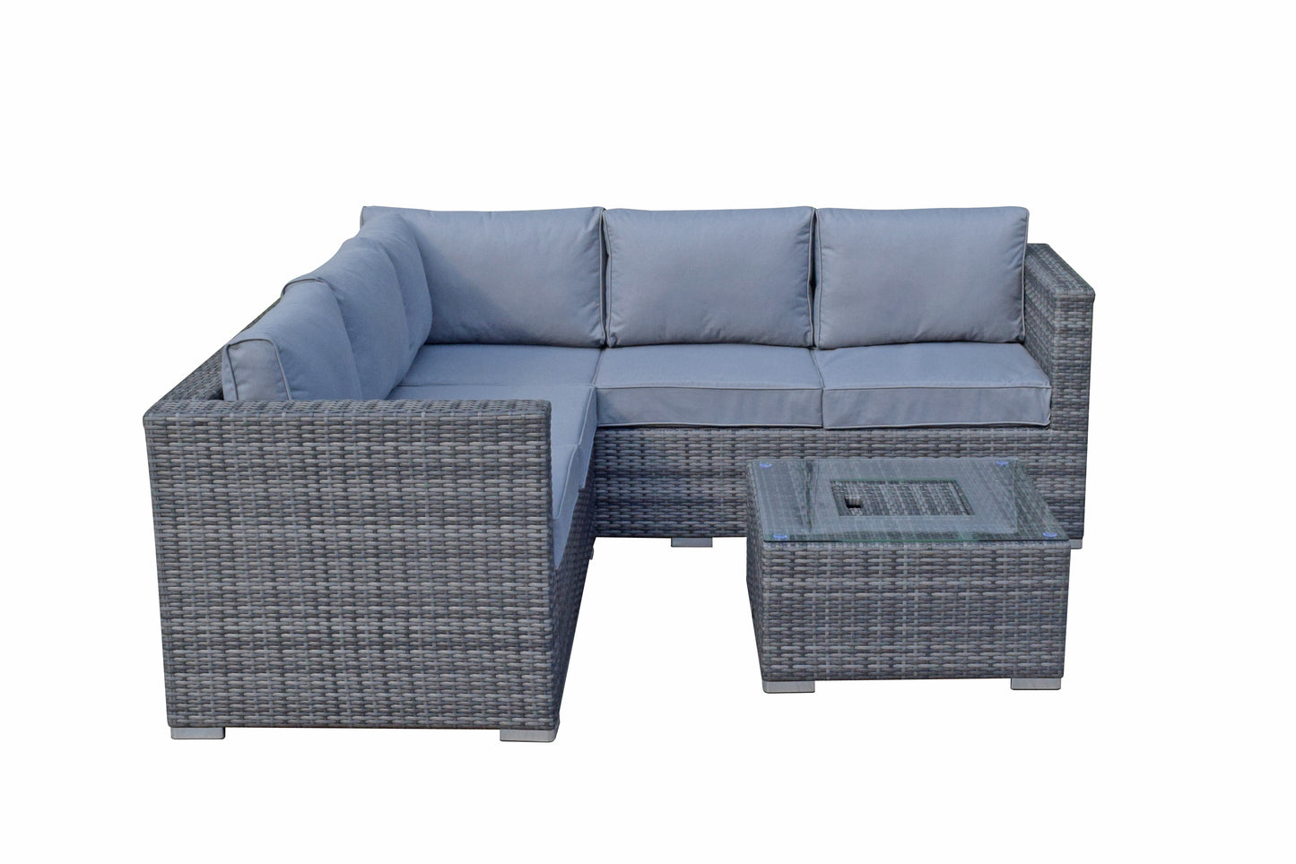 Georgia Corner Rattan Sofa with Ice Bucket Grey