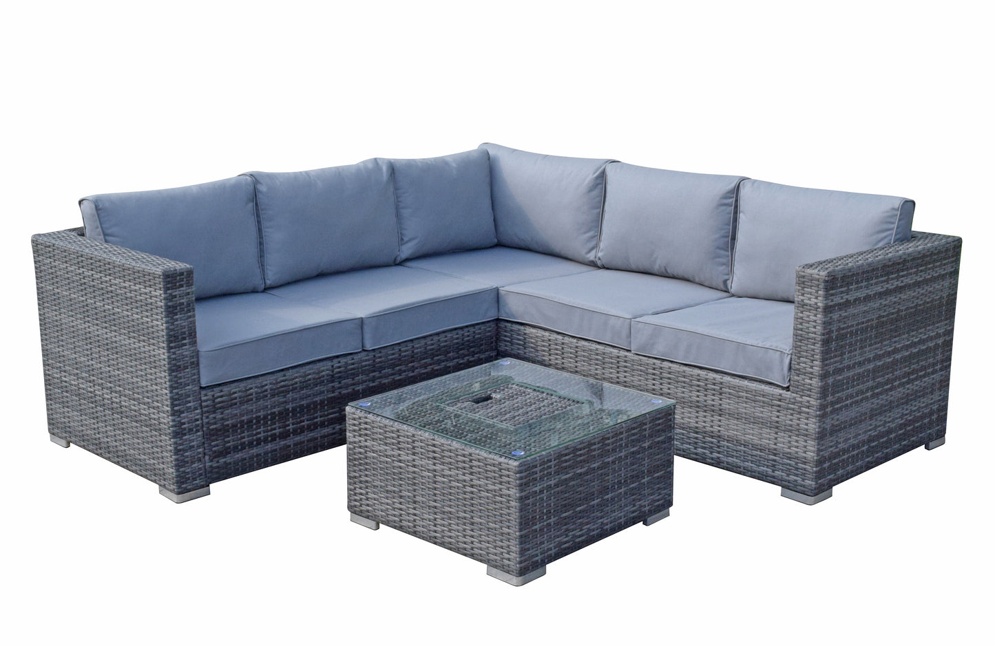 Georgia Corner Rattan Sofa with Ice Bucket Grey