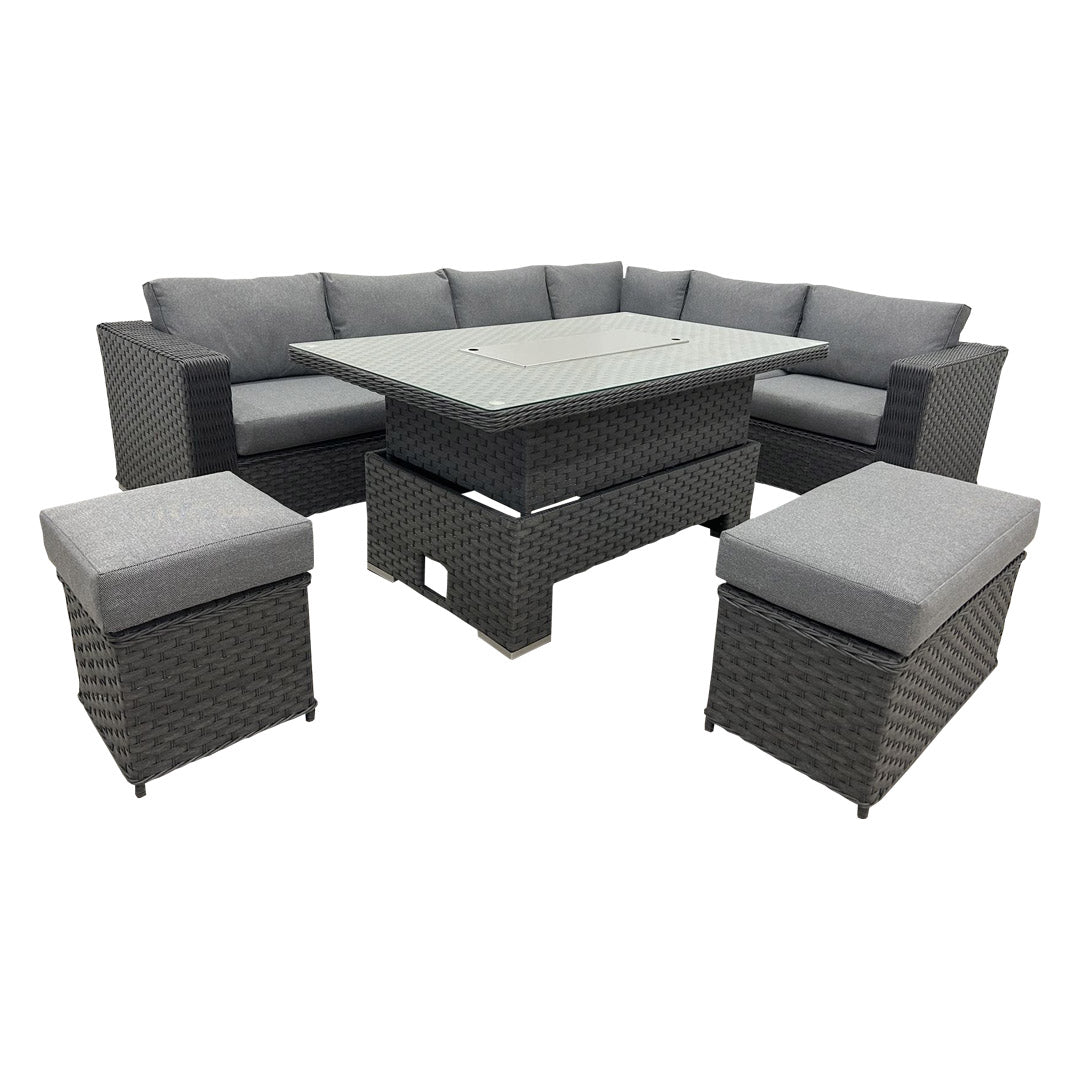 Corner Rising Dining Set with Fire Pit