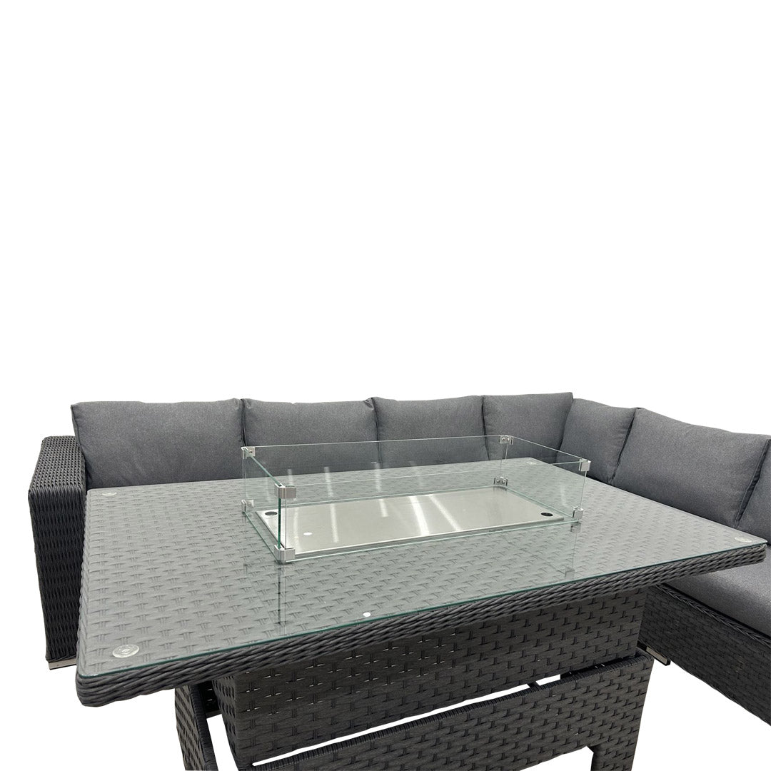 Corner Rising Dining Set with Fire Pit