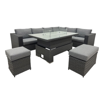 Corner Rising Dining Set with Fire Pit