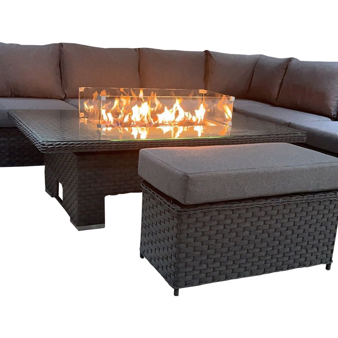 Corner Rising Dining Set with Fire Pit