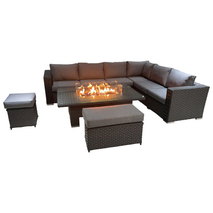 Corner Rising Dining Set with Fire Pit