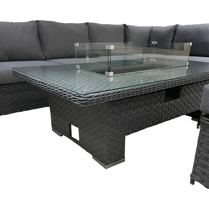 Corner Rising Dining Set with Fire Pit