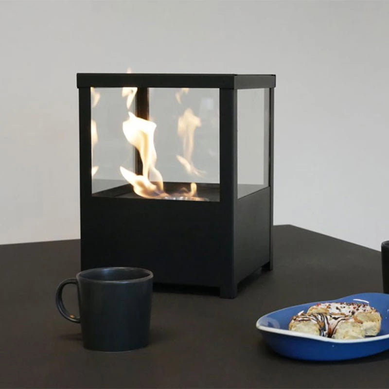 Square Table Bio Fireplace - Black