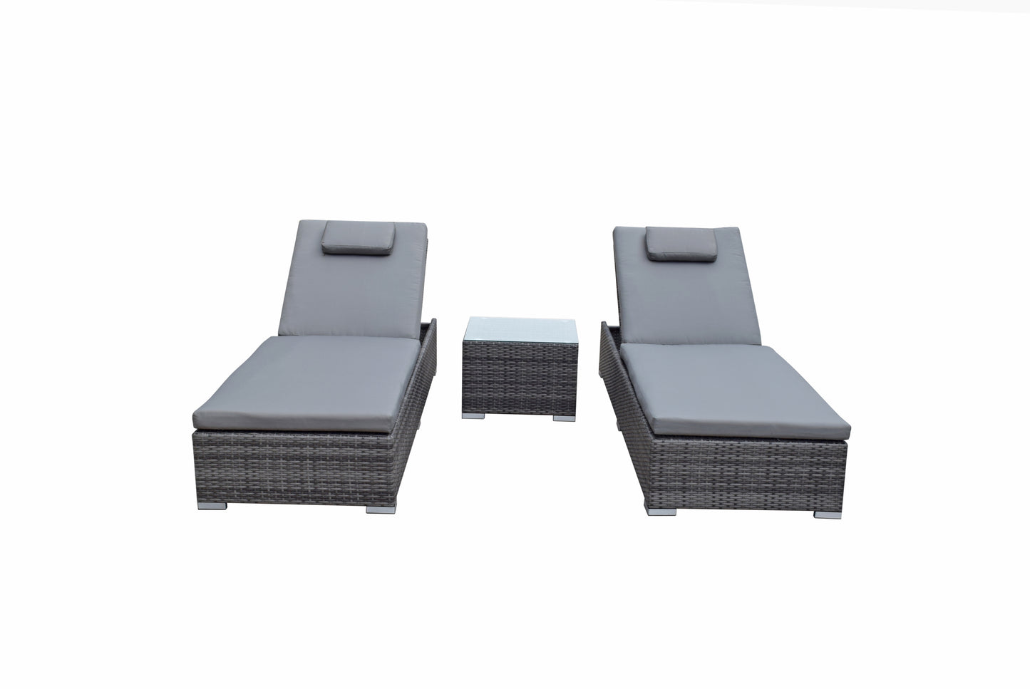 Jessica Pair of Rattan Sun loungers Grey