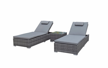 Jessica Pair of Rattan Sun loungers Grey