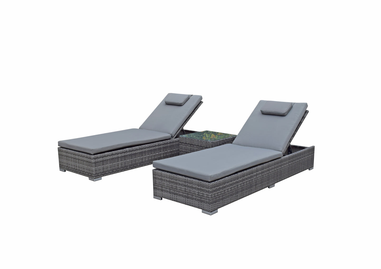 Jessica Pair of Rattan Sun loungers Grey