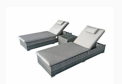 Jessica Pair of Rattan Sun loungers Grey