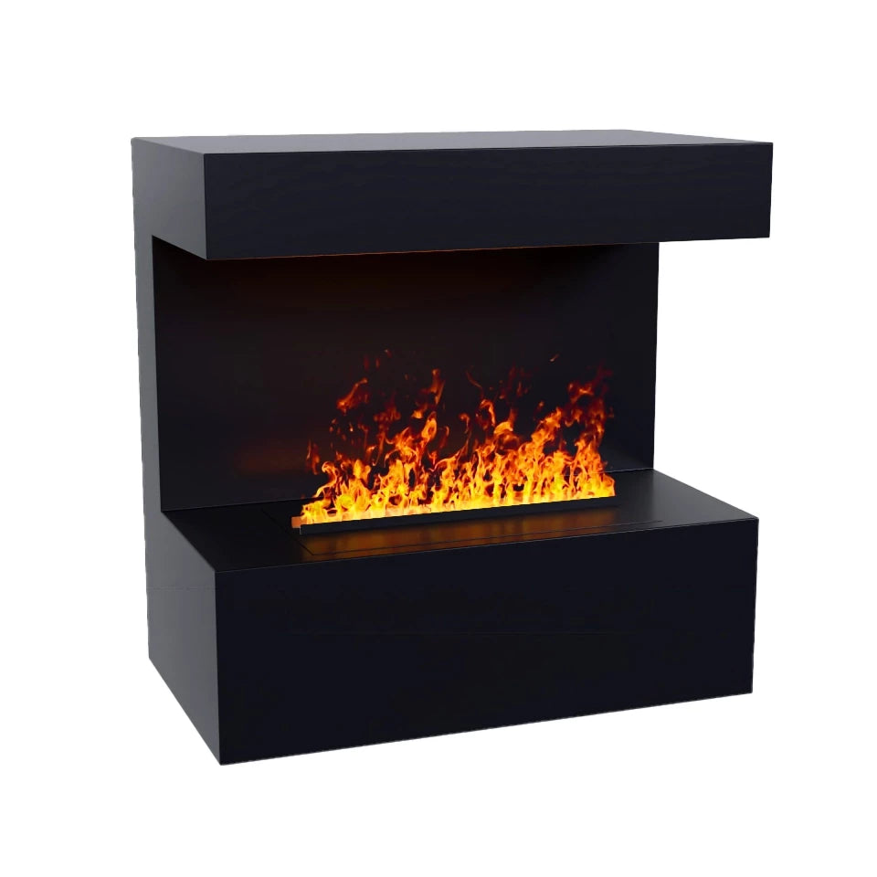 Late Black Wall-mounted Water Vapor Fireplace - My Forever Furnishings