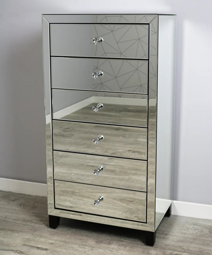 Simply Mirror 6 Drawer Tall Boy