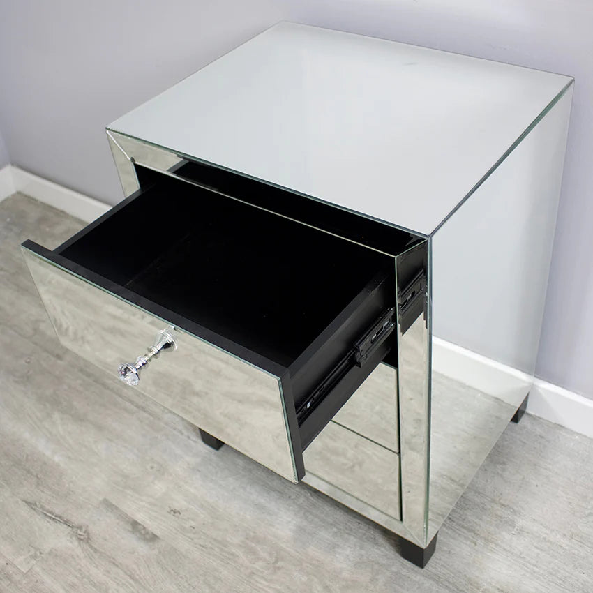 Simply Mirror 3 Drawer Bedside Cabinet