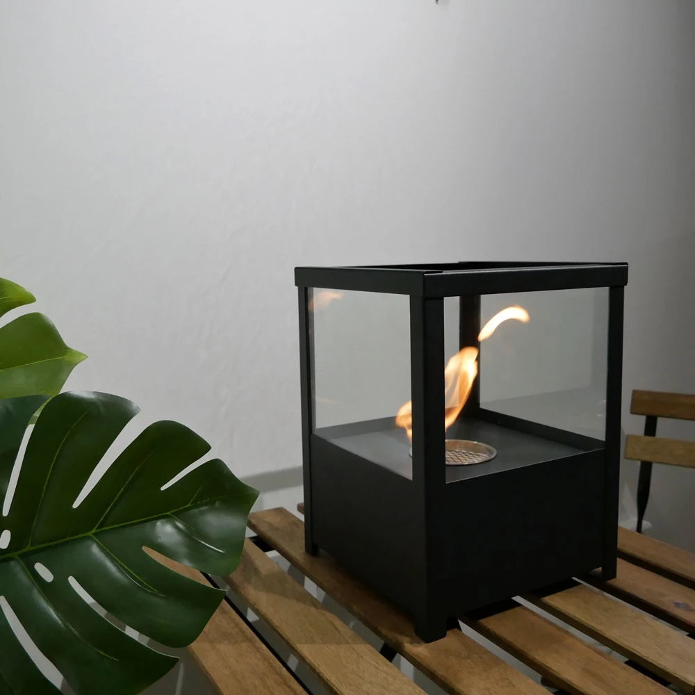 Square Table Bio Fireplace - Black