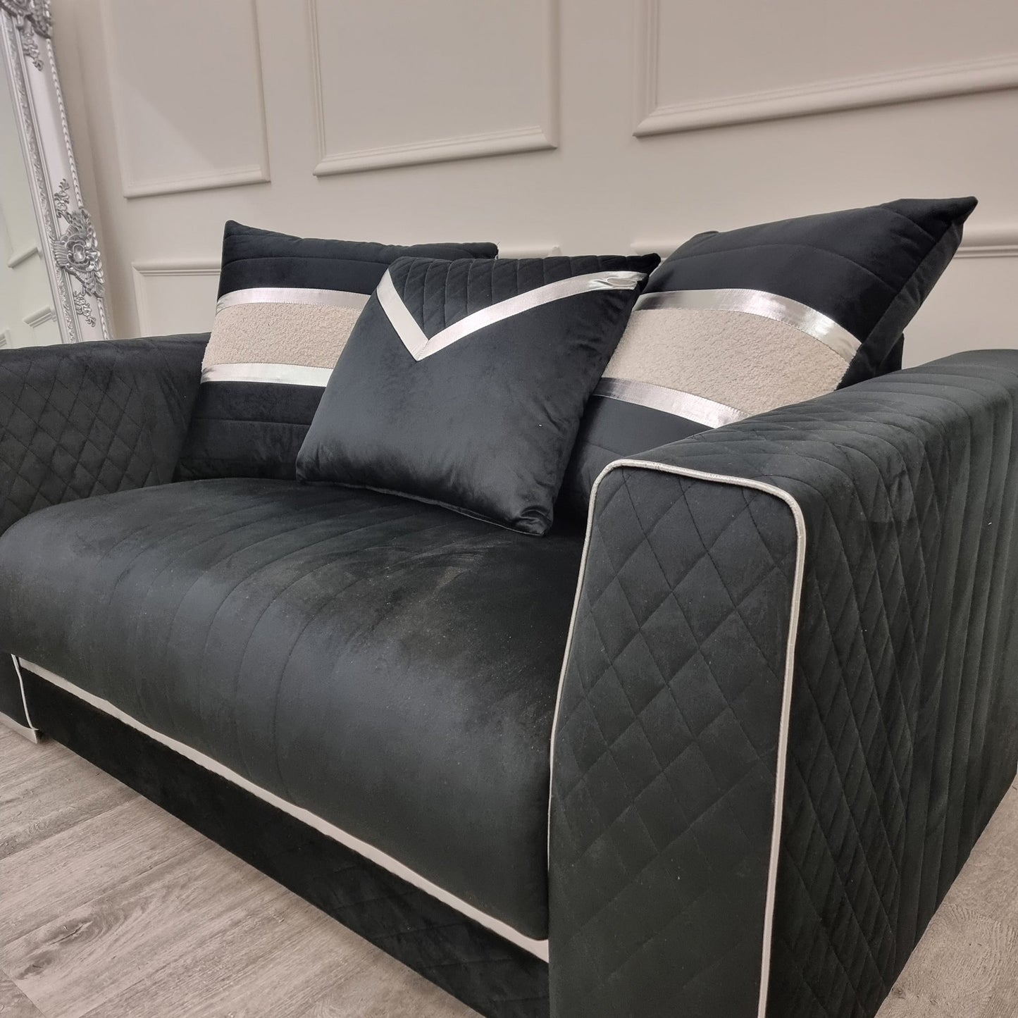 Empire 3 & 2 Seater Sofa Set - Black & Chrome