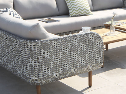 Lucia - Aluminium & Rattan Corner Sofa, with teak top tables