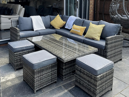 Sorrento - Rattan Corner Sofa Mixed Grey – rise & fall table -three footstools