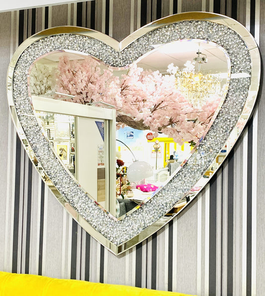 Heart Crushed Diamond Wall Mirror 100 / 85