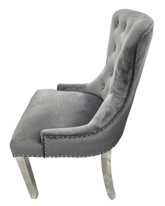 Chelsea Chair (Lion Knocker/Chrome Legs) (3 Colours)